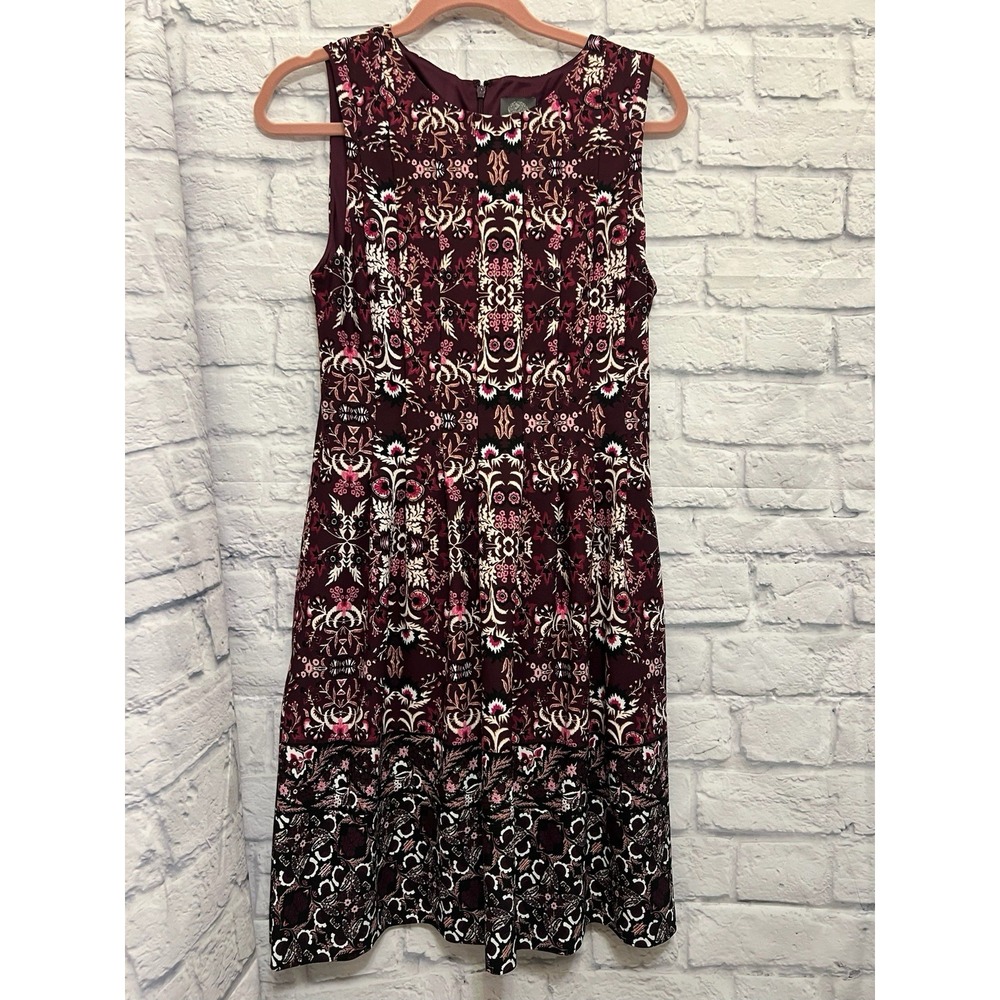 Vince Camuto Sleeveless Fit and Flare Dress Magenta Size 8 Boho Chic Classic